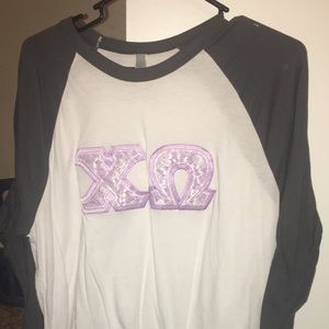 Chi Omega stitched letters